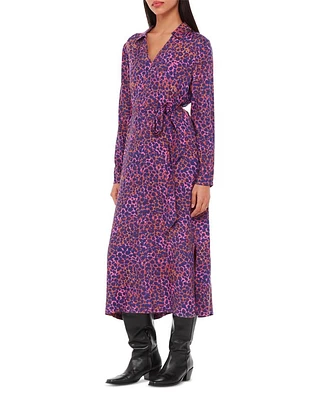 Mottled Leopard Print Midi Dress