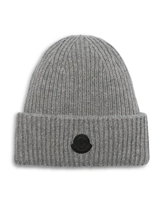Logo Detail Rib Knit Cashmere Hat