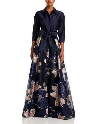 Taffeta Shirt Floral Gown
