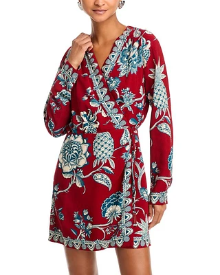 Tropical Landing Mini Wrap Dress