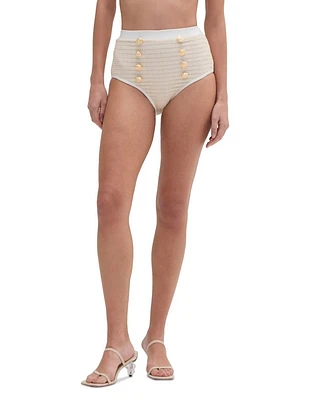 Metallic High Waist Bikini Bottom