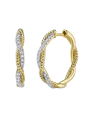 14K Yellow Gold Kate Diamond Rope Twist Hoop Earrings