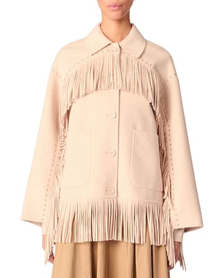 Double Breasted Fringed Coat