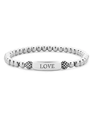 Sterling Silver Signature Caviar Love Station Bracelet