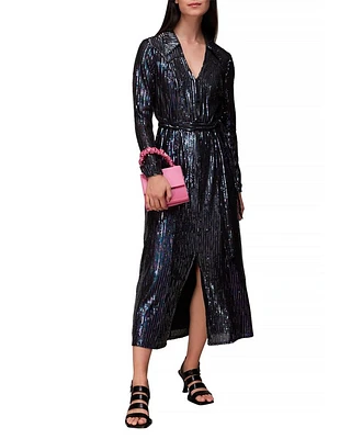 Striped Sequin Midi Dress