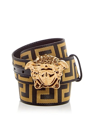 Men's Medusa Buckle Woven Belt
