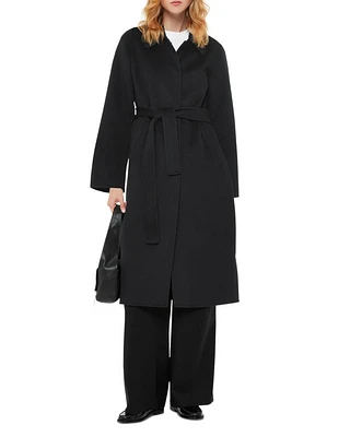 Wool Blend Tie Waist Coat