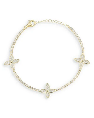 Cubic Zirconia Clover Tennis Style Bracelet- Exclusive