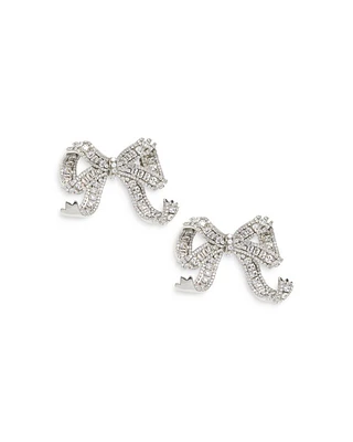 Crystal Bow Clip On Earrings
