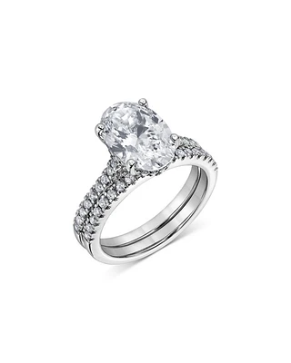 Certified Lab Grown Diamond Oval & Round Bridal Set 18K White Gold, 3.50 ct. t.w.