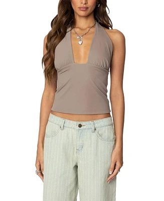 Mila Plunge Neck Halter Top