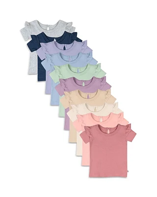 Girls' Short Sleeve Ruffle Tees, Pack of 10 - Baby
