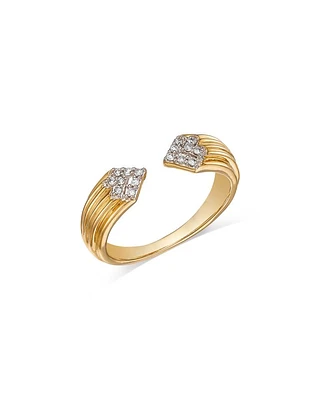 Diamond Open Ring in Textured 14K Yellow Gold, 0.10 ct. t.w.