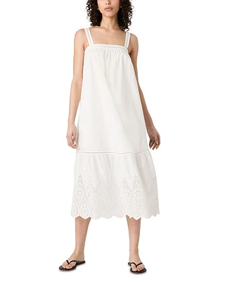 Cotton Square Neck Midi Dress
