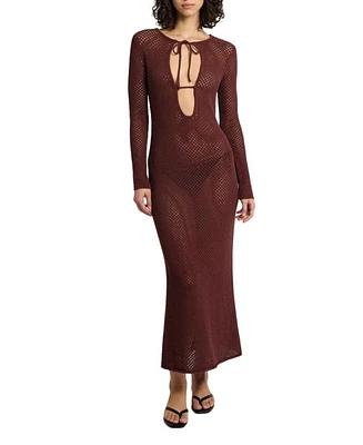 Crochet Knit Cutout Maxi Dress