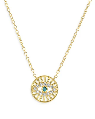 Diamond Evil Eye Medallion Necklace in 14K Yellow Gold, 0.15 ct. t.w.