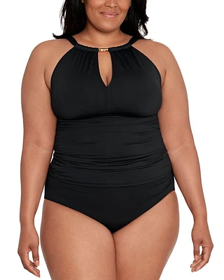 Plus Shirred High Waist Bikini Bottom