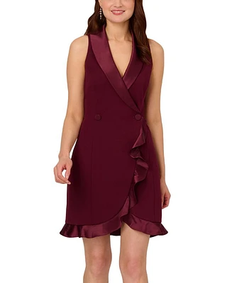 Halter Tuxedo Crepe Mini Dress