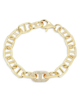 Pavé Mariner Link Bracelet in 14K Gold Plated Sterling Silver - Exclusive
