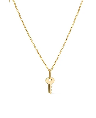 Gold Pendant Necklace - Key Charm Necklace