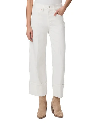 Sasha High Rise Ankle Wide Leg Jeans Tonal Ecru