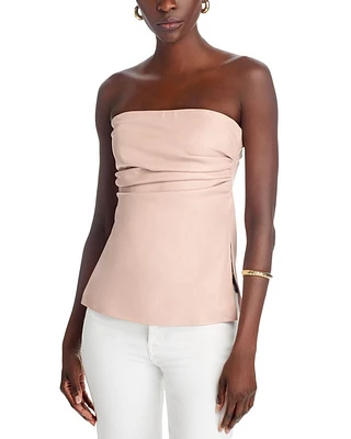 Juni Faux Leather Strapless Bustier Top
