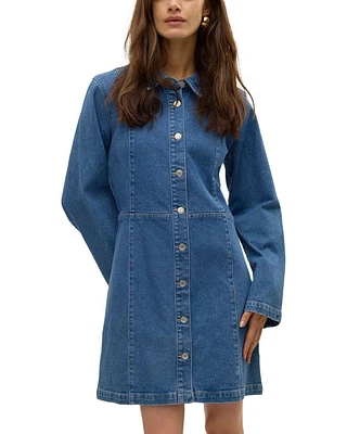 Long Sleeve Denim Mini Dress