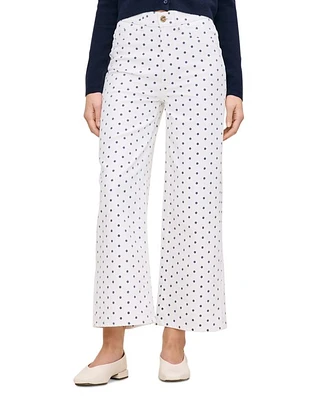 Hepburn High Rise Ankle Wide Leg Jeans Marine Dots