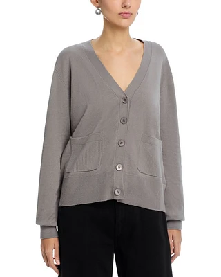 Cotton Knit V Neck Cardigan