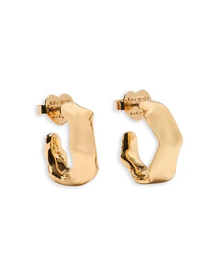 Molten Hoop Earrings in Gold Tone