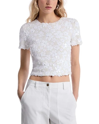 Floral Sequin Crop Top
