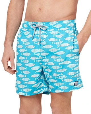Fish Print 6" Swim Trunks