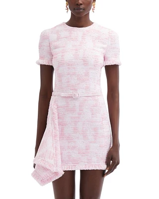 Textured Tweed Drape Dress