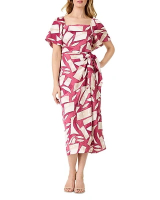Shadow Blocks Faux Wrap Dress