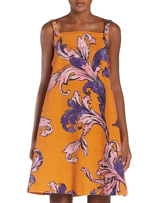 Printed Buckle Strap Mini Dress