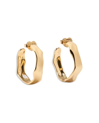 Molten Huggie Hoop Earrings in Gold Tone