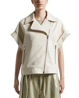 Leather Short Sleeve Biker Jacket