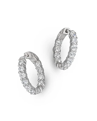 Diamond Inside Out Hoop Earrings in 14K White Gold