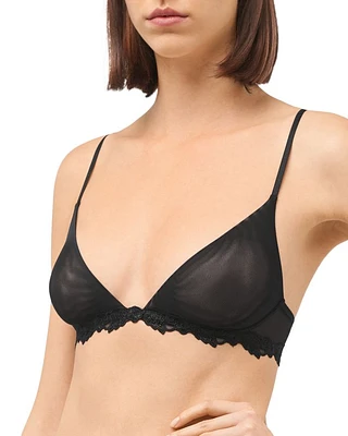 Mesh Lace Trim Bra