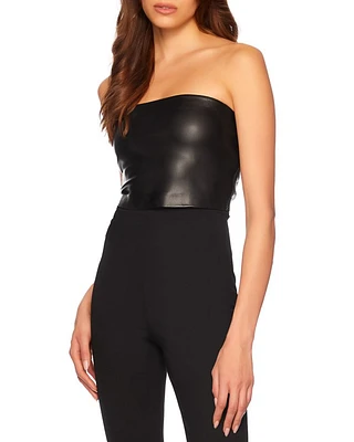 Faux Leather Cropped Tube Top