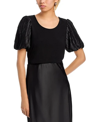 Pleated Puff Sleeve Top