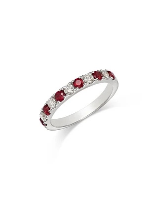 Ruby & Diamond Band in 14K White Gold