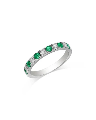 Emerald & Diamond Band in 14K White Gold
