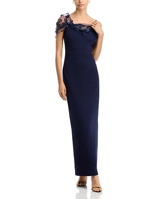 Beaded Twist Overlay Gown
