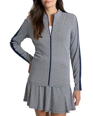 Easy Gingham Zip Front Jacket