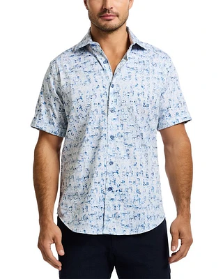 Makemo Printed Short Sleeve Button Front Shirt