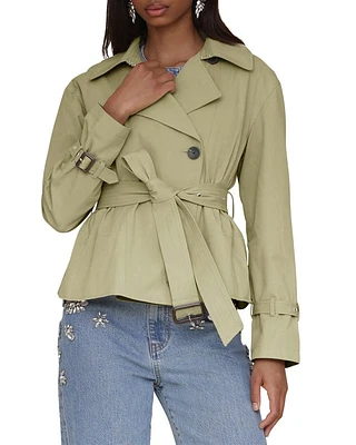 Cropped Belted Trench Coat