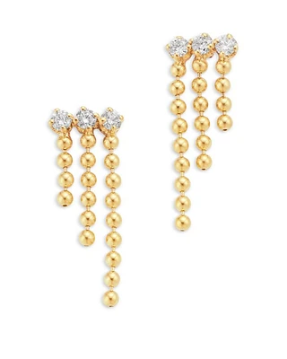 14K Yellow Gold Prong Diamonds Diamond Waterfall Drop Earrings