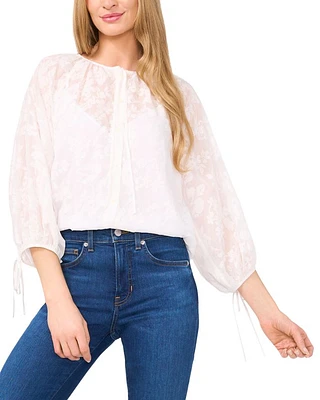 Floral Lace Puff Sleeve Blouse