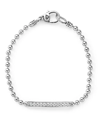 Sterling Silver Caviar Spark Diamond Bar Chain Bracelet